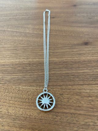 Tiffany & Co.  Sterling Silver Sun Pendant With 16 " Double Chain Necklace (rare)