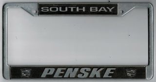 Rare Penske Cadillac South Bay California Vintage Dealer License Plate Frame