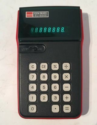 Rare Red Variant,  Sharp El - 8005 Elsi Mate Vintage Calculator,  Great
