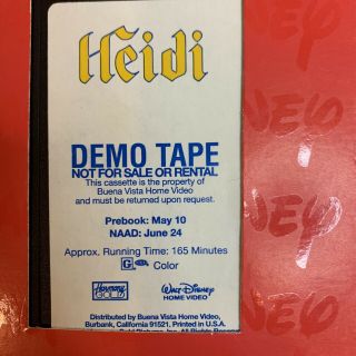 Heidi (vhs) Preview Demo Tape Walt Disney Home Video Rare