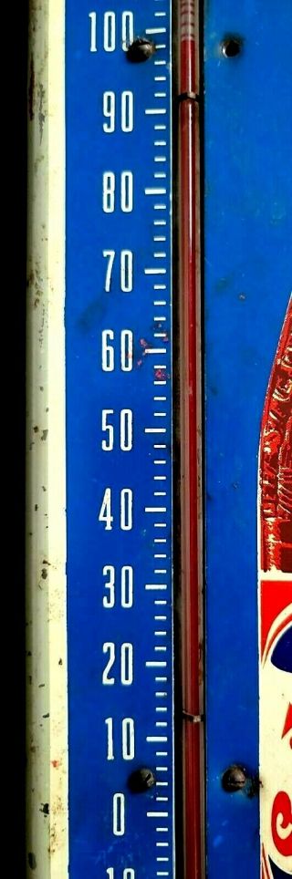 Rare Vintage 1930 ' s Pepsi Cola double dot Thermometer Sign 4