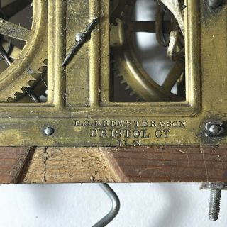 Antique E.  C.  BREWSTER & SON BRISTOL CT ILS Brass Clock Movement Part (Repairs) 2