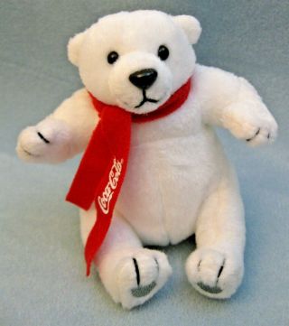 Coca Cola Coke Mini Plush Polar Bear Thin Red Scarf 3.  5” Stuffed Animal Rare?