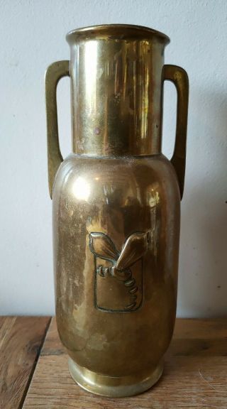 Art Deco Signed Wmf Brass Vase 124