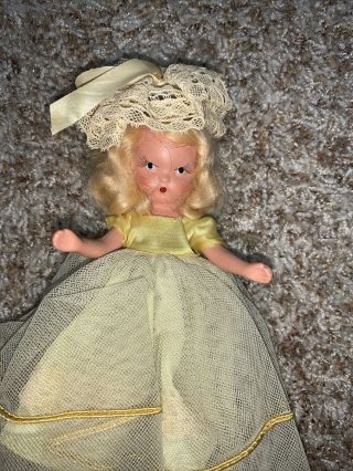 Vintage Bisque Nancy Ann Storybook 5 1/2” Jointed Arms Frozen Legs