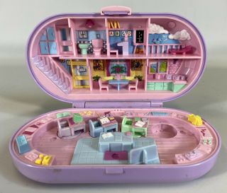 Vintage Polly Pocket Stampin’ School Playset Compact 1992 Stamps Near Complete