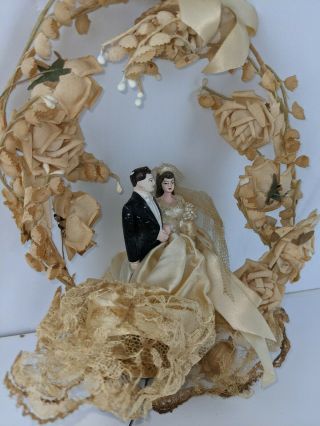 Antique / Vintage 1950 ' s Bride & Groom Wedding Cake Topper 11 