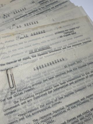 Rare Ww2 Japanese Surrender Documents Chiang Kai - Shek Top Secret Confidential