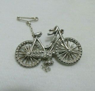 Antique Victorian Solid Silver 1896 Birmingham Hm Bicycal Bike Brooch Pin