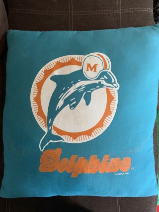 Vintage 1994 Nfl Miami Dolphins Jumbo Pillow 24 " X24 " Rare