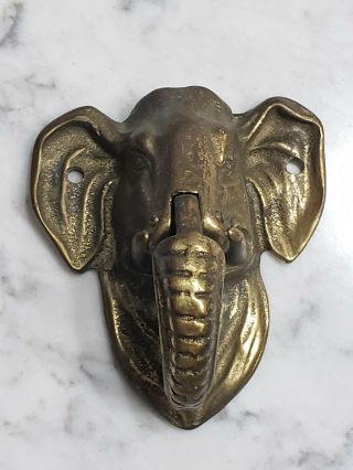 Vintage Brass Elephant Head Door Knocker Umbrella Hook Key Holder