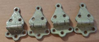 4 Matched Nickel Plated Brass Antique Ice Box Offset Hinges