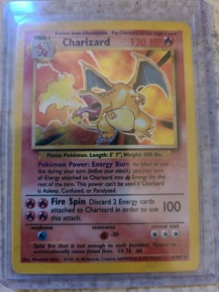 Lp 1999 Pokemon Charizard Holo Rare 4/102 Base Set Unlimited Wotc
