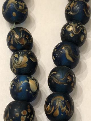 24 Piece Antique Old China Semi Translucent Art Glass Loose Bead Strand