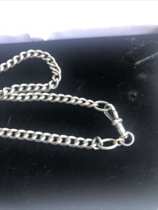 Antique Victorian Silver Watch Chain 19 Inches Gents Chain Necklace 3