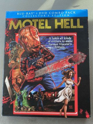 Motel Hell Collectors Ed Blu - Ray / Dvd Scream Factory With Rare Oop Slipcover