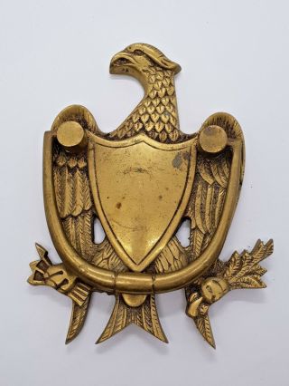 100 Vintage 1930s Brass Federal American Eagle Shield Door Knocker 7 "