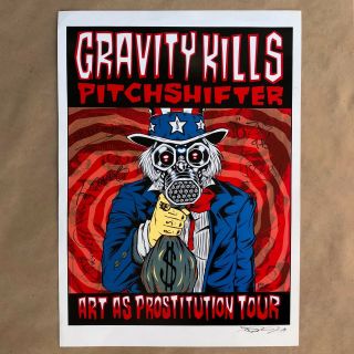 Gravity Kills Signed 6x Art Print Gig Tour Poster Pitchshifter Alan Forbes Rare