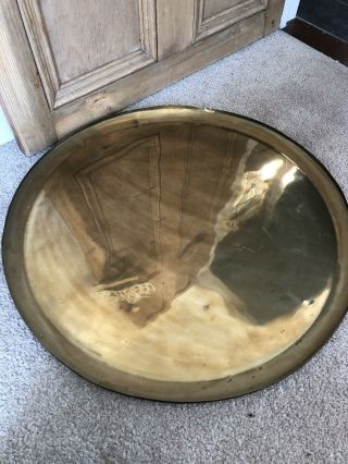 Large Vintage Round Ornate Brass Table Top/tray