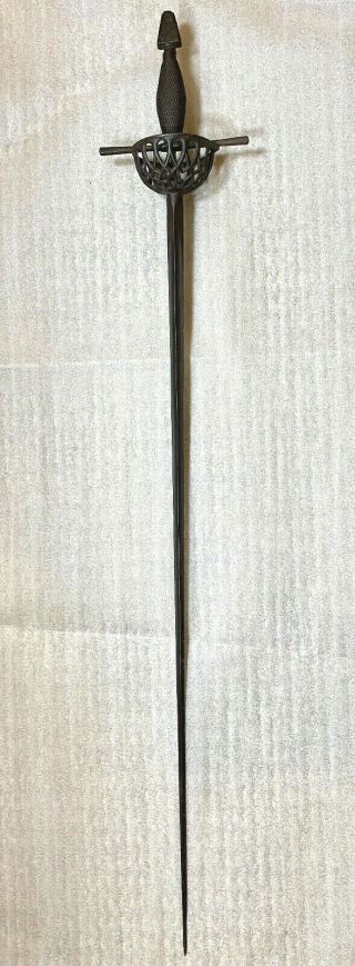 Very Rare Antique Cup - Hilt Rapier Sword,  18th Century,  Spanish,  French,  Italian.