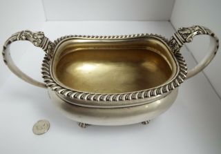 Rare Large Heavy English Antique Georgian 1822 Sterling Silver Sugar Bowl