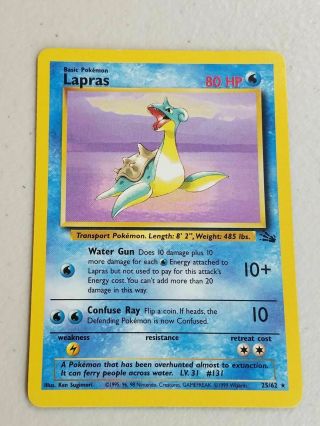 Lapras 25/62 1st Edition Fossil Set Rare Pokemon Card Nm