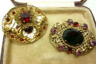Vintage Jewellery Czech Filigree Rhinestone Brooches Pins