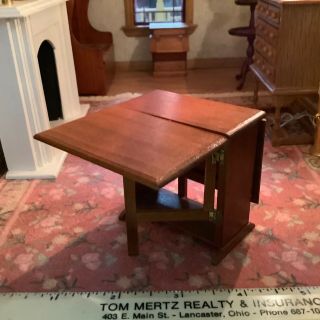 Vintage Dollhouse Miniature Gate - leg Table 1/12 Scale Artisan Signed 3