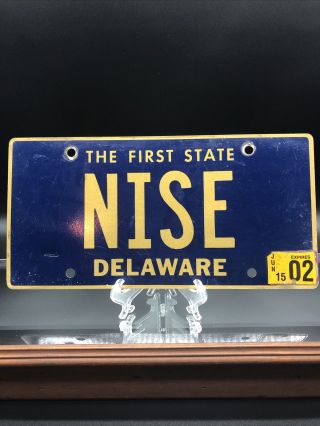 Rare Expired Nise Delaware Vanity License Plate Tag Non Active