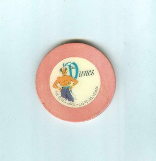 Dunes Hotel Casino Poker Chip - - -.  Very Rare True Pink Roulette - -