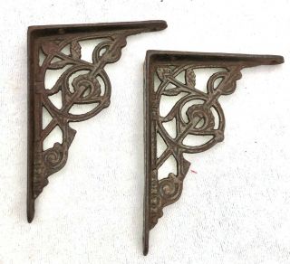 Small Kenrick Antique Cast Iron Ornate Shelf Wall Brackets