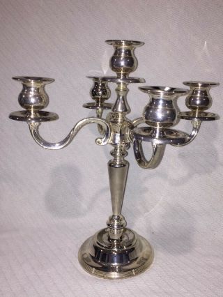 Intricately Designed Aluminum 5 - Candle 13.  5 " Tall Silver Unbranded Candelabra