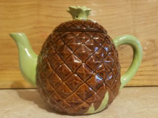 Rare Vintage Cobbs Florida Fruit Market Pineapple Tea Pot.  Tiki Mid Century 7”