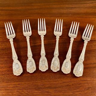 (6) Very Rare Gorham Sterling Silver Florentine True Dessert Fork Set 5 3/4 "
