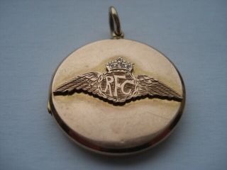 Rare 1916 Vintage R.  F.  C (royal Flying Corps) 9ct Gold Photograph Pendant/locket