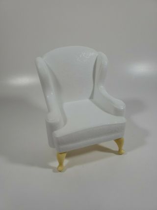 Vintage 1996 Mattel Barbie White Wingback Chair Textured Surface Plastic