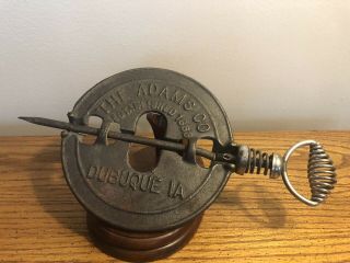 Antique 1883 The Adams Co.  Cast Iron Stove Damper 6” Dubuque Iowa Rare