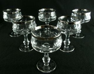Rare Antique Baccarat Flawless Crystal 6 X Champagne Goblet W/ Platinum Band