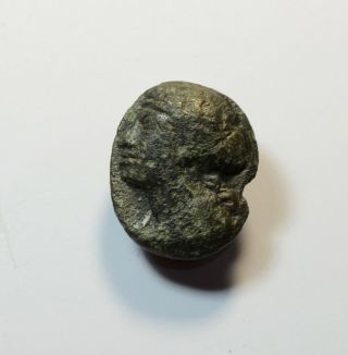 Ancient Greek Bronze Ring With Image Of Goddess
