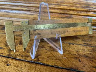S21 Antique Stanley Rare Folding Rule Wood Rule Micrometer Caliper