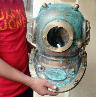 Rare Antique Diving Helmet Us Navy Mark V Deep Sea Boston Diving Divers Helmet
