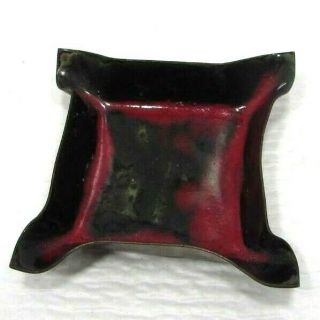 Vintage Enamel On Copper Abstract Plate Dish Ashtray Modernism Mid Century Mcm