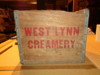 Antique Vintage West Lynn Creamery Milk Crate Wood Massachusetts