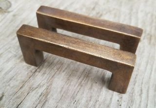 2 Solid Antique Brass Sm.  Strong File Cabinet Trunk Handles Pulls 2 - 3/4 " W.  P17