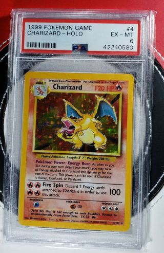 1999 Base Set Psa 6 Charizard Holo Unlimited Rare Pokemon Card Ex - Mt
