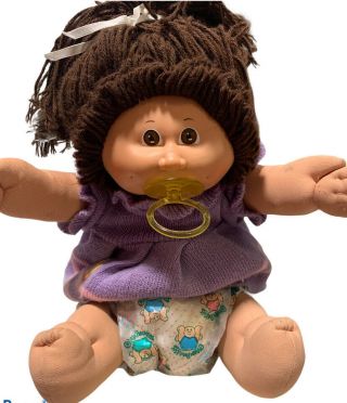 1984 Cabbage Patch Doll: Gilda Fern,  Brown Hair & Eyes W/ Pacifier
