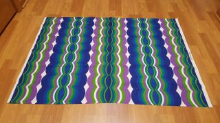 Awesome Rare Vintage Mid Century Retro 70s Blue Grn Purple Drop Wave Fabric Wow