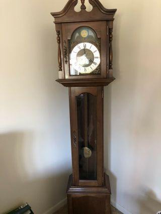 Vintage Howard Miller Grandfather Clock Moon Dial Rare Very Very Good Cond.  6 Ft