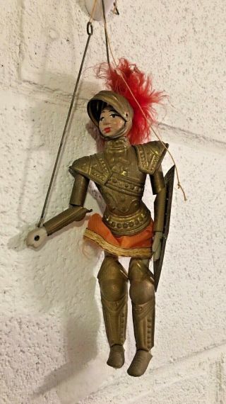 Vintage Sicilian Rod String Marionette Puppet - Rare Female Knight With Armor
