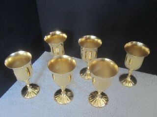 VINTAGE Set of 6 Gold Plated Wine Goblets by International Silver 3